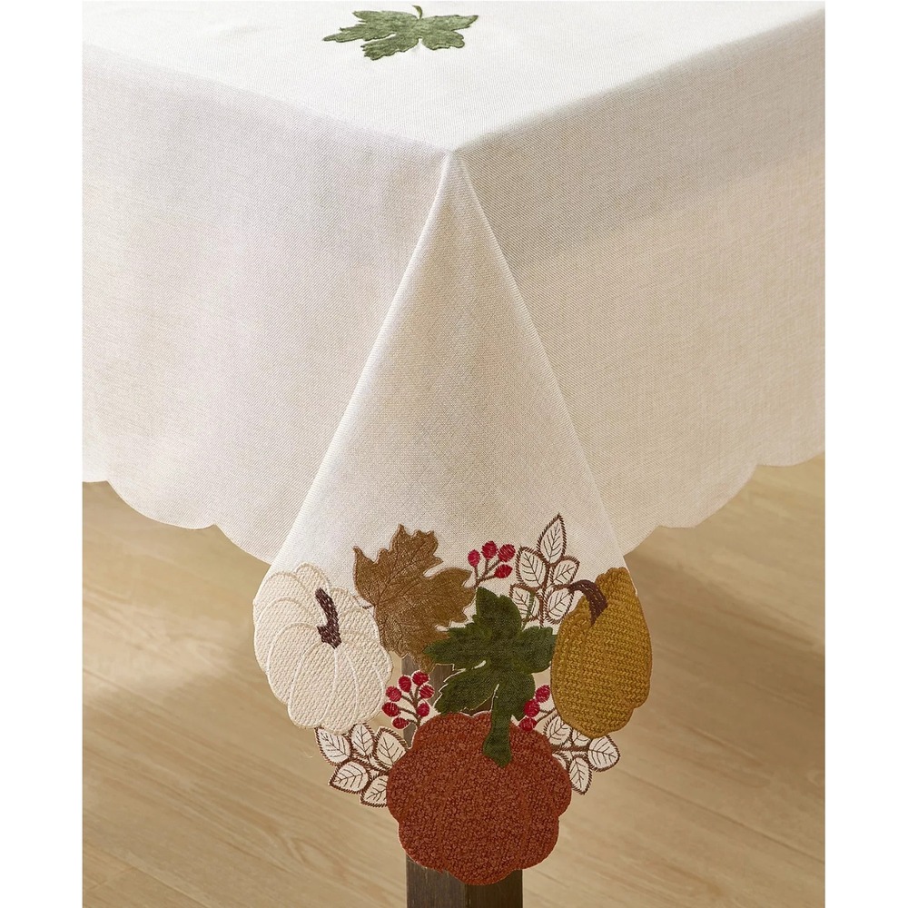 Elrene Fall Feels Cutwork Fabric Tablecloth in‎ Multicolor Size 60in X 120in